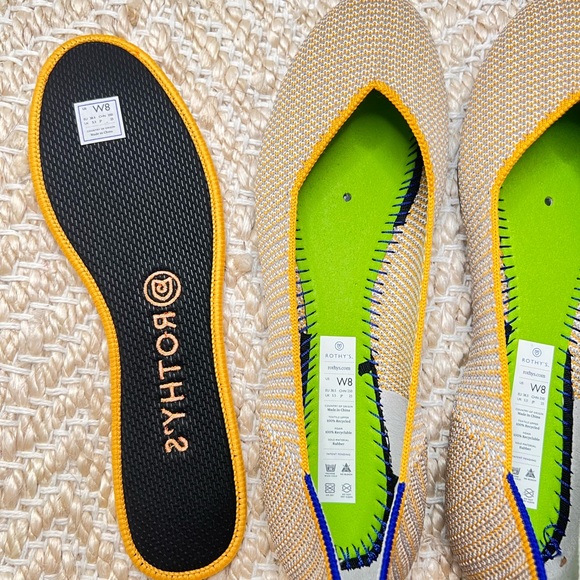 Rothys Rounded Toe Mesh knit Flats, Dandelion Triple Stitch. Size 8 Women Shoes - Picture 4 of 10